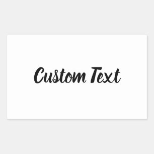 Pegatina Rectangular Plantilla de texto de escritura cursiva negra blan