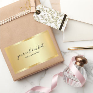 Pegatina Rectangular Plantilla Dorada de Moda con Letra a Mano para tu
