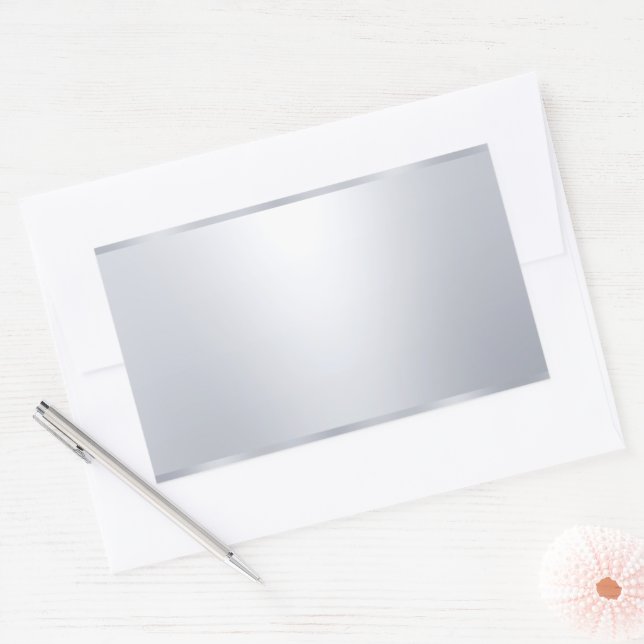 Pegatina Rectangular Plantilla en blanco de falso plateado con aspecto  (Sobre)