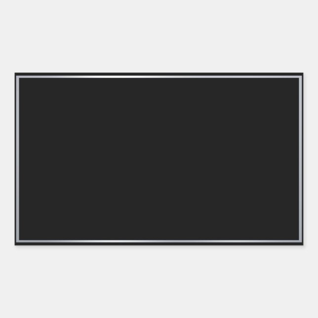 Pegatina Rectangular Plantilla en blanco elegante de falso plata negro  (Anverso)