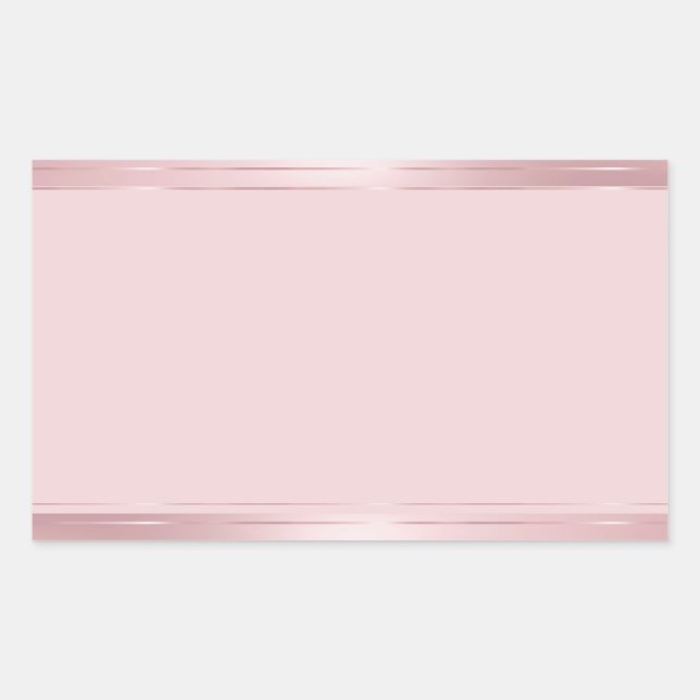 Pegatina Rectangular Plantilla en blanco elegante moderno de oro rosa (Anverso)
