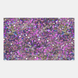 Pegatina Rectangular Plantilla en blanco Glamurosa Brillo Dorado Rosa A