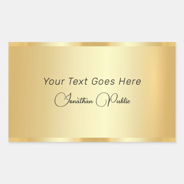 Pegatina Rectangular Plantilla manuscrita de guión elegante Faux Gold (Anverso)