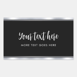 Pegatina Rectangular Plantilla simple Faux Silver Personalizado manuscr