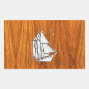Pegatina Rectangular Plata cromada como el barco de vela en la Veneer d