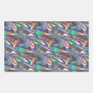 Pegatina Rectangular plata holográfica