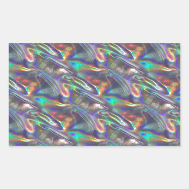 Pegatina Rectangular plata holográfica (Anverso)