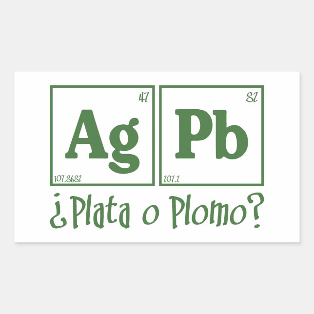 Pegatina Rectangular Plata o plomo (Anverso)