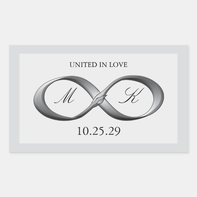 Pegatina Rectangular Platinum Infinity Hand Clasp Wedding Favor (Anverso)