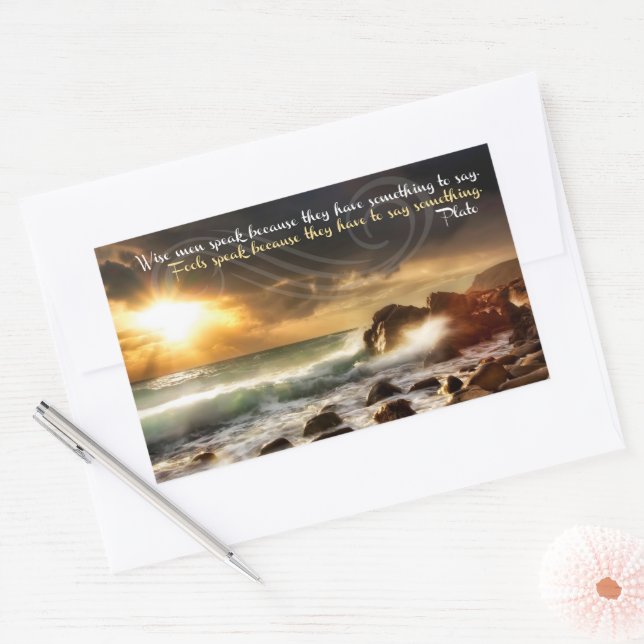 Pegatina Rectangular Platón cita Inspiradora "Los sabios hablan" (Sobre)