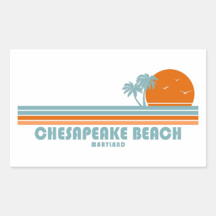 Pegatina Rectangular Playa Chesapeake Maryland Sun Palm Trees
