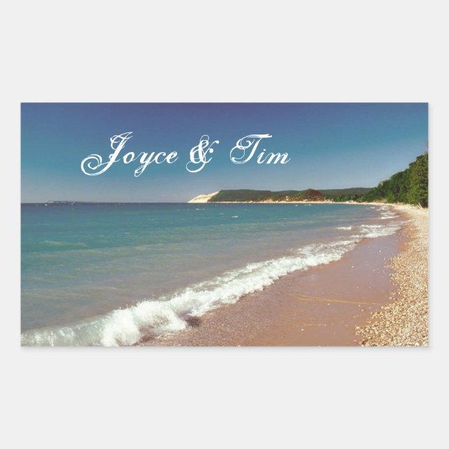 Pegatina Rectangular Playa de arena con olas (Anverso)