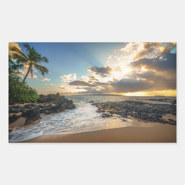 Pegatina Rectangular Playa de Makena | Makena Cove (Anverso)