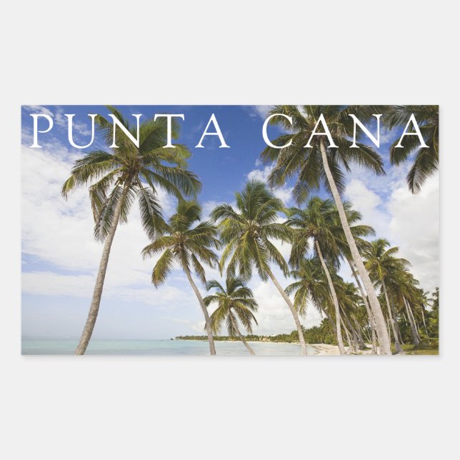 Pegatina Rectangular Playa en Punta Cana | República Dominicana (Anverso)