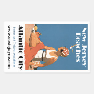 Pegatina Rectangular Playas de Nueva Jersey ~ Atlantic City