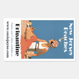 Pegatina Rectangular Playas de Nueva Jersey ~ Brigantine