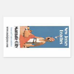 Pegatina Rectangular Playas de Nueva Jersey ~ Margate City