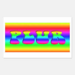 Pegatina Rectangular PLUMA arco iris