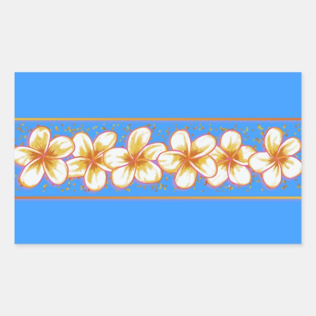 Pegatina Rectangular plumeria (Anverso)