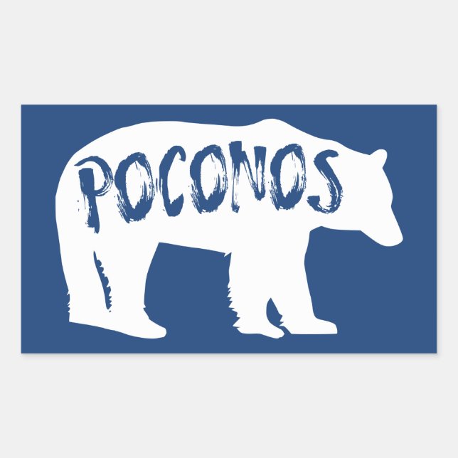 Pegatina Rectangular Poconos Bear (Anverso)