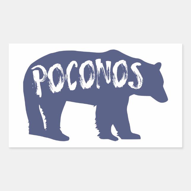 Pegatina Rectangular Poconos Bear (Anverso)