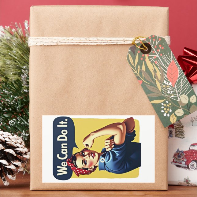 Pegatina Rectangular Podemos hacerlo | Feminismo famoso (Vacaciones)