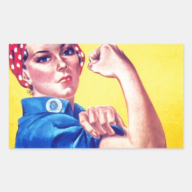 Pegatina Rectangular Podemos hacerlo Rosie the Riveter (Anverso)