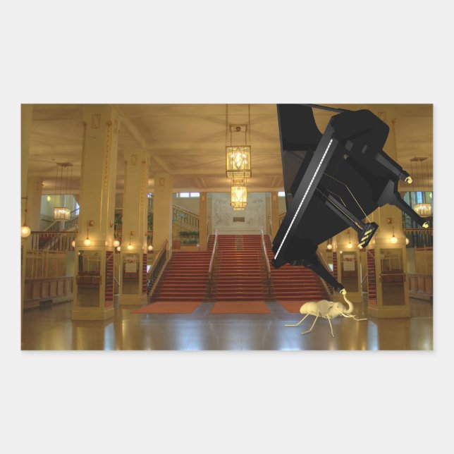 Pegatina Rectangular Poderosa elefante (Anverso)