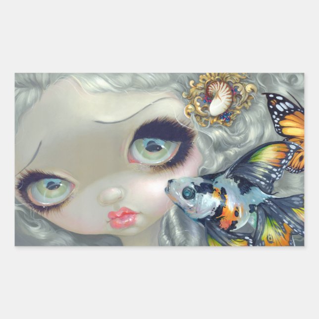 Pegatina Rectangular “Poissons Volants: La Coiffure” bordador (Anverso)