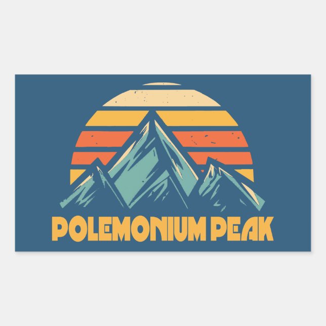 Pegatina Rectangular Polemonium Peak California Retro Turquoise (Anverso)