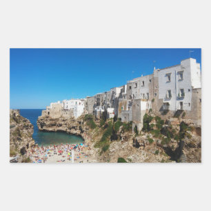 Pegatina Rectangular Polignano Mare Bari Italia arquitecto emblemático