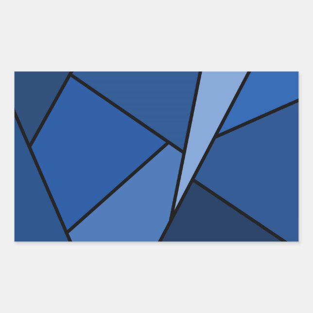 Pegatina Rectangular Polígonos azules abstractos (Anverso)