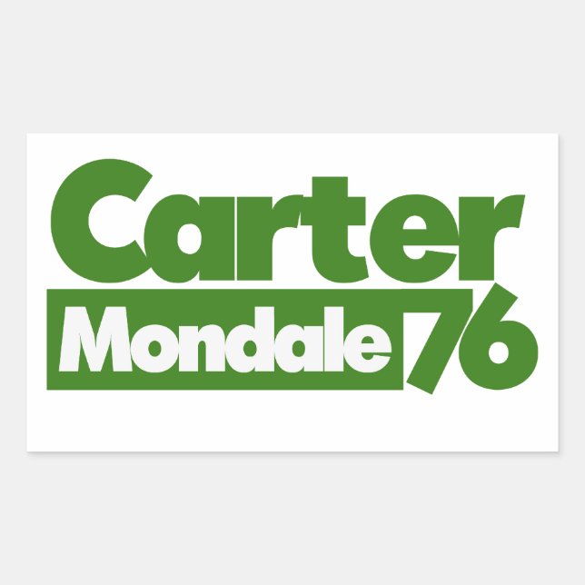 Pegatina Rectangular Política retro de Jimmy Carter 76 Carter Mondale (Anverso)