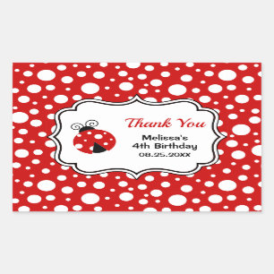 Pegatina Rectangular Polka Blanco Rojo puntos de paro de labios