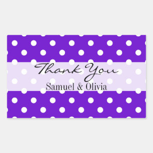Pegatina Rectangular Polka Doted, Personalizado del Rectángulo Púrpura
