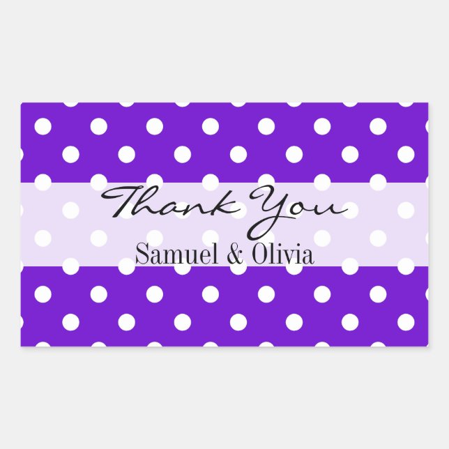Pegatina Rectangular Polka Doted, Personalizado del Rectángulo Púrpura  (Anverso)