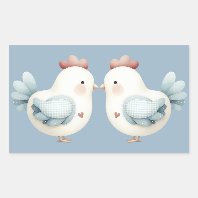 Pegatina Rectangular Pollo Cottagecore Pastel (Anverso)
