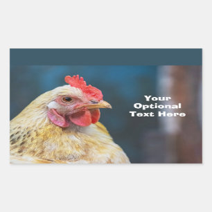 Pegatina Rectangular Pollo de texto personalizado