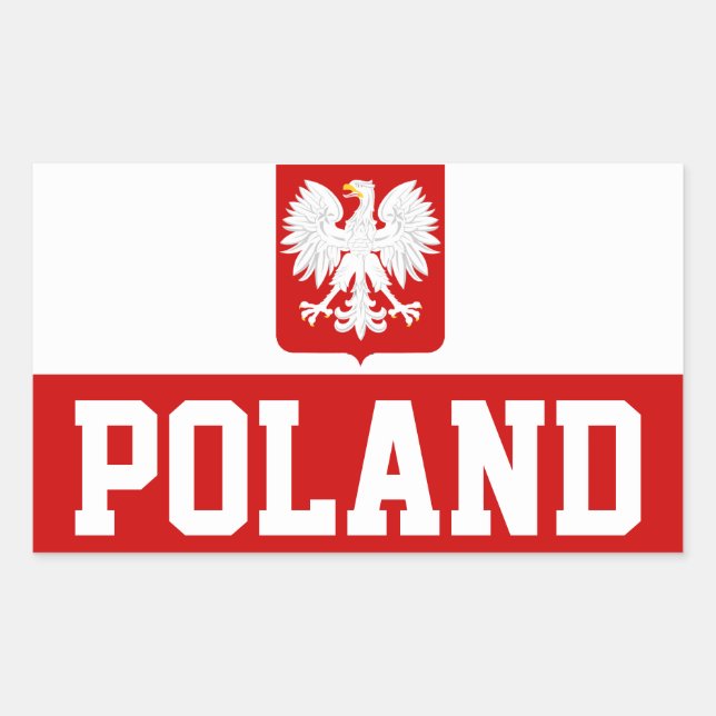 Pegatina Rectangular Polonia personalizada Escudo de armas de la bander (Anverso)