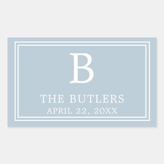 Pegatina rectangular polvorienta azul moderna (Anverso)