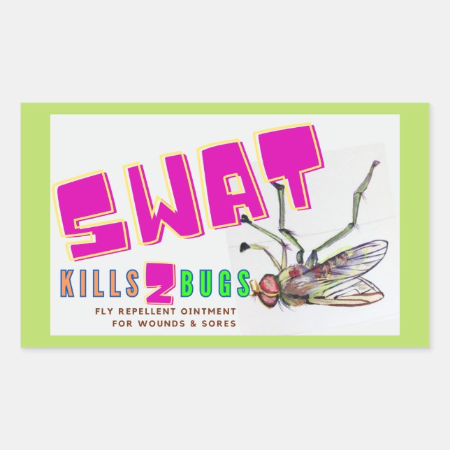 Pegatina Rectangular pomada de mosca del swat para caballos (Anverso)
