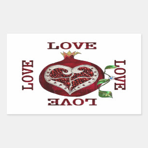 Pegatina Rectangular Pomegranate Heart LOVE Valentine