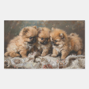 Pegatina Rectangular Pomerania Trio Vintage