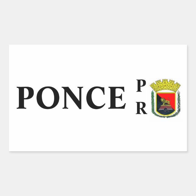 Pegatina Rectangular Ponce, Puerto Rico (Anverso)