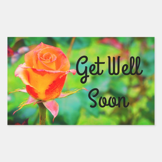 Pegatina Rectangular Ponte bien pronto Rosa caribeño #1-2 Pegatinas (Anverso)