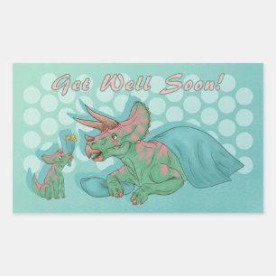 Pegatina Rectangular Ponte bien pronto Triceratops