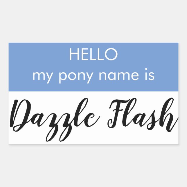 Pegatina Rectangular Pony Name Tag - Dazzle Flash (Anverso)