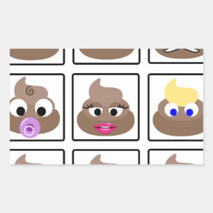 Pegatina Rectangular Poop Many Faces