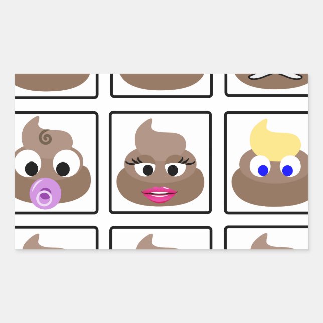 Pegatina Rectangular Poop Many Faces (Anverso)