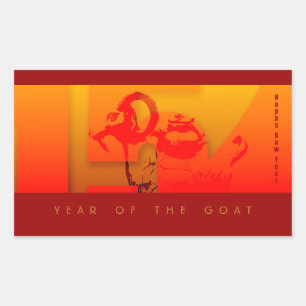 Pegatina Rectangular Pop 2015 Ram Sheep Goat Year - Pegatinas